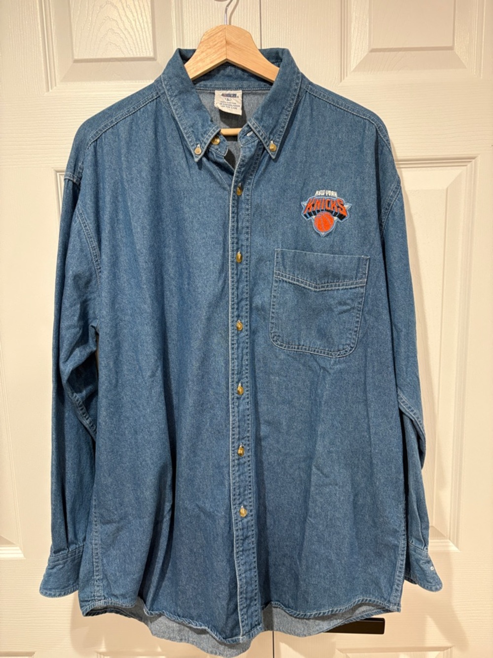 NY Knicks denim long sleeved shirt